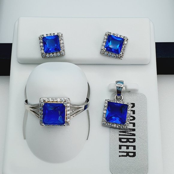 "925 Sterling Silver Cubic Zircon Birthstone Jewelry Set, UU1P7A7072 - Picture 3 of 8